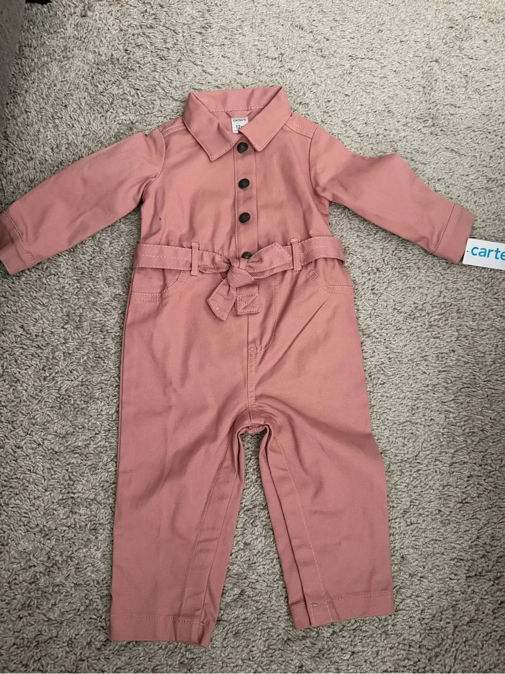Carter’s Baby Girl Pink Belted Jumpsuit NWT